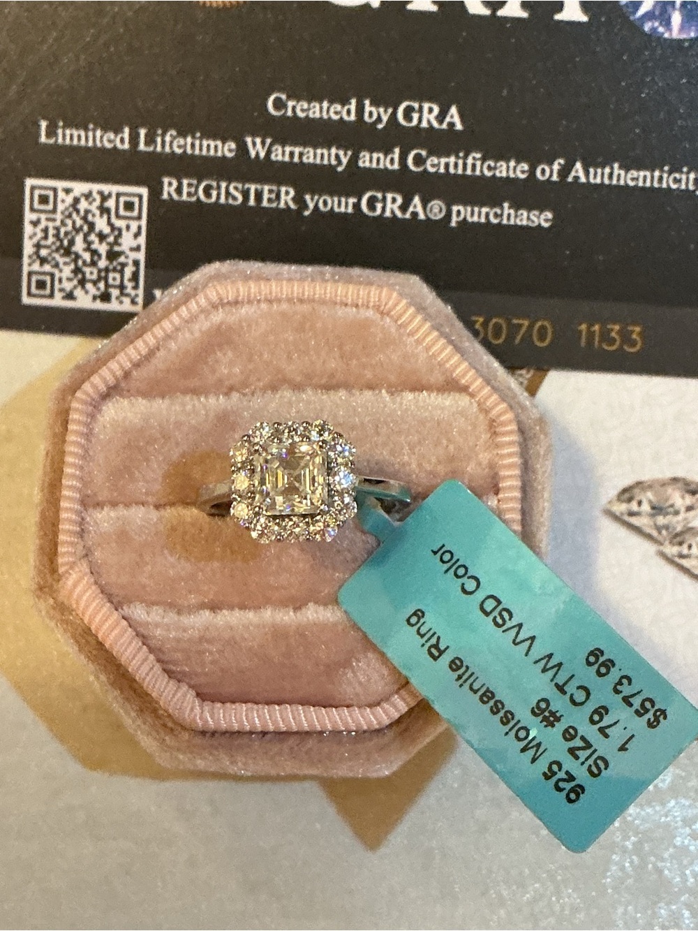 Sterling silver moissenite Center Halo Ring